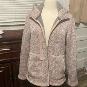 Free Country Pink Heathered Sherpa-Lined Zip Jacket